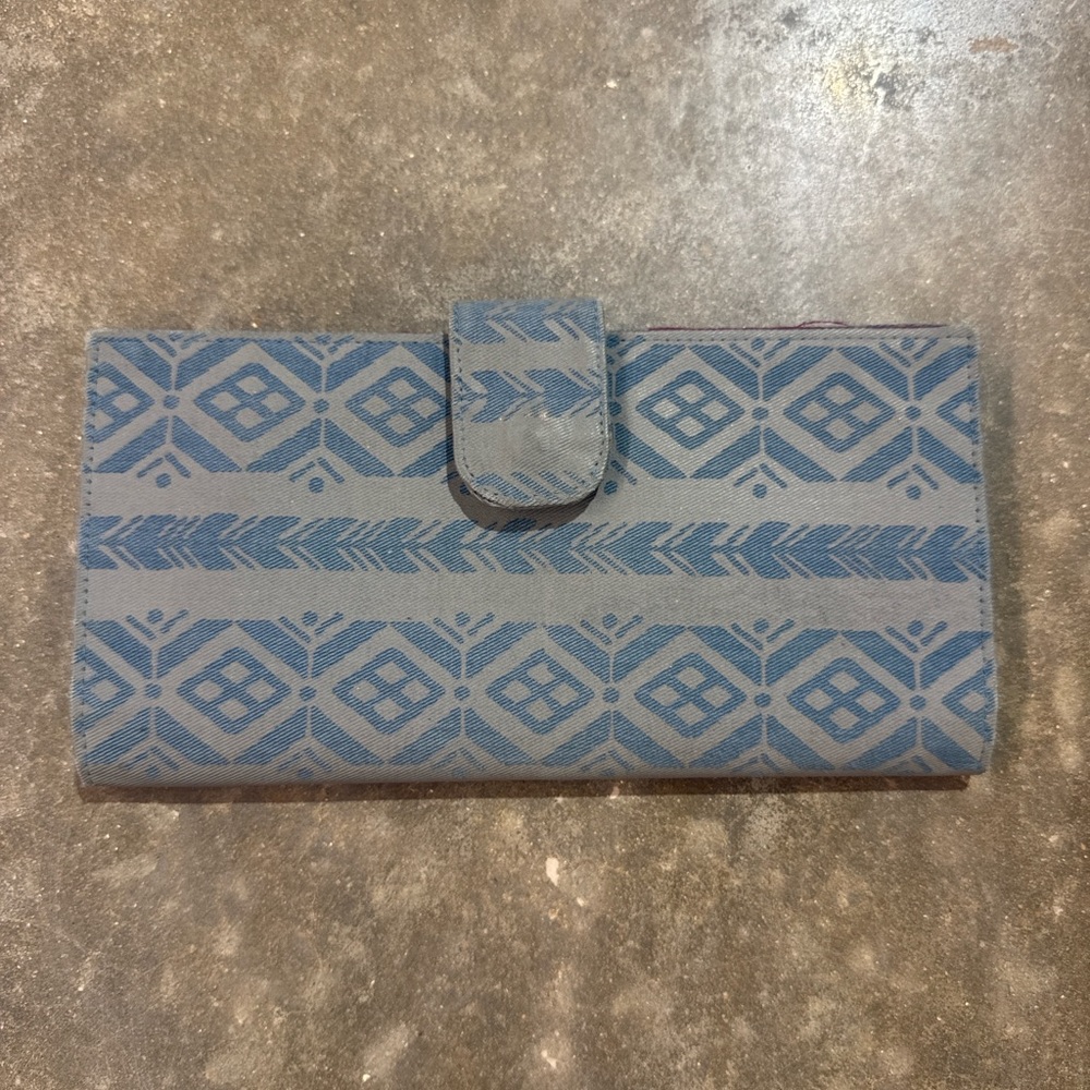 Malia Designs Fair Trade Fabric Wallet Blue Geometric Pattern Ethical Handmade